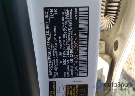 2017 Mercedes-Benz C 300 from USA, damaged, VIN 55SWF4JB2HU200695